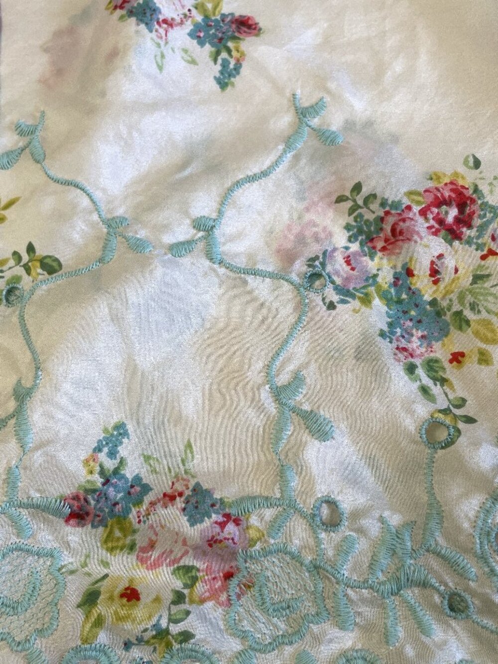 Johnny Was Tunic Top Blouse Med Silk Embroidered Lace Floral Cottagecore Boho - Picture 15 of 16